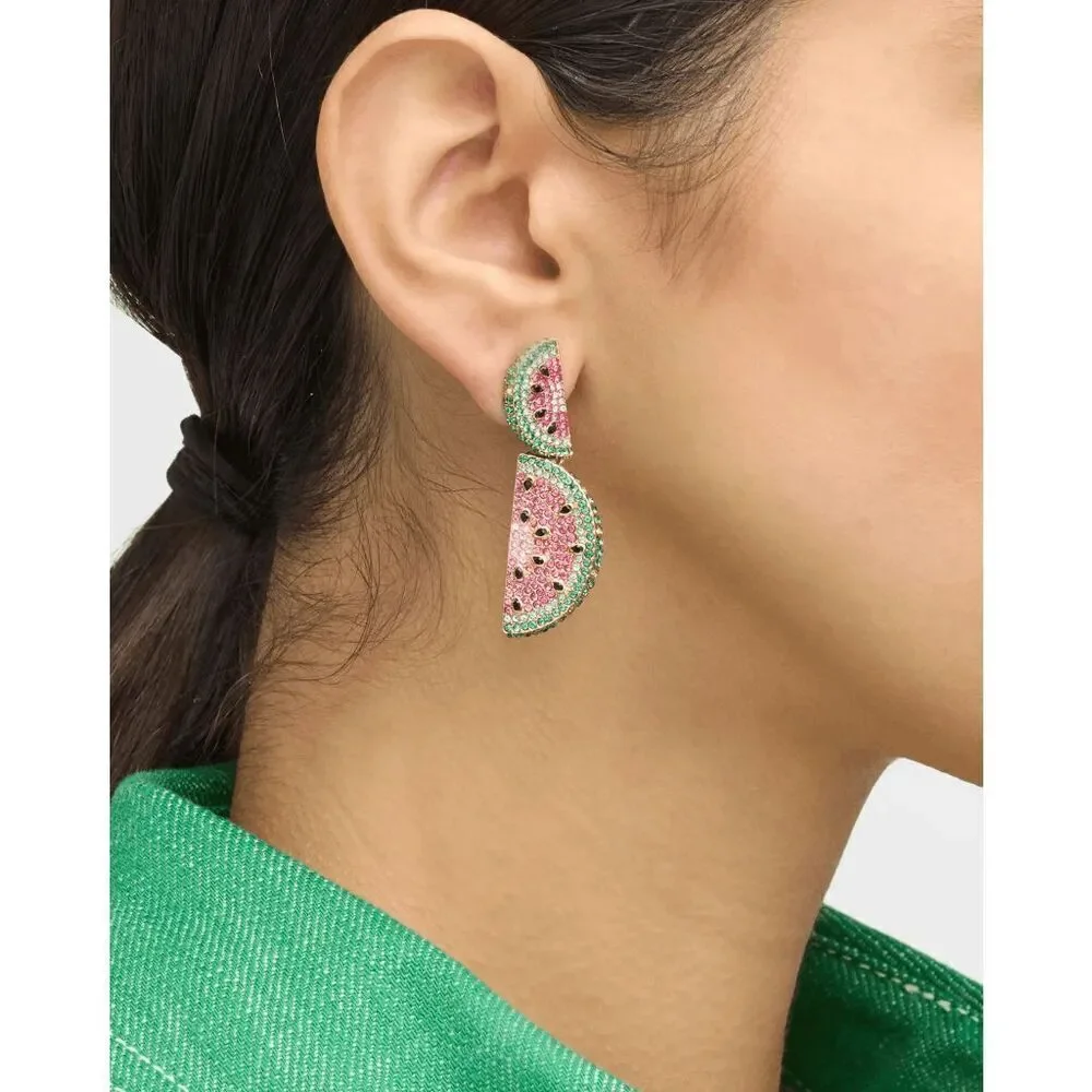 🍉 BAUBLEBAR Crystal Watermelon Slice Drop Statement Earrings NEW IN BOX